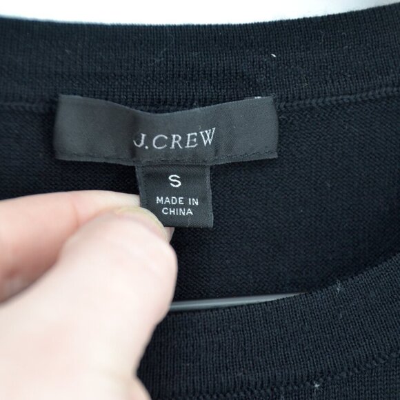 J. Crew Margot Crewneck Sweater Merino Wool Pullover Knit in Black Women's S - Picture 4 of 8